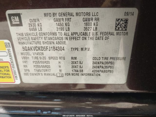 5GAKVCKD5FJ184304 Buick Enclave Premium