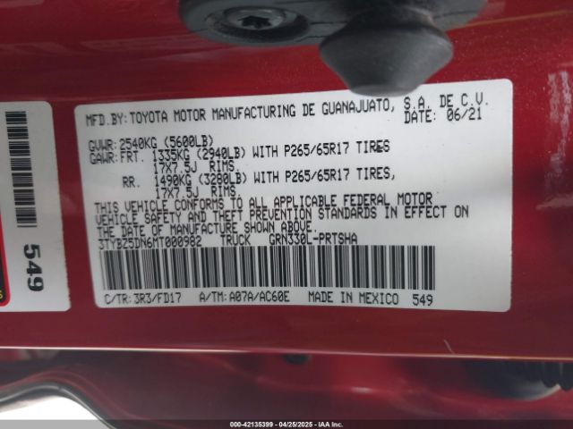 3TYBZ5DN6MT000982 Toyota Tacoma Double Cab/sr5/trd Sport