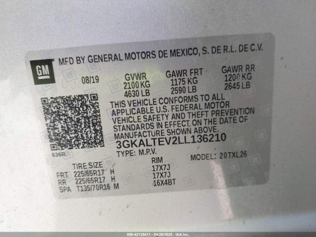 3GKALTEV2LL136210 GMC Terrain Awd Sle