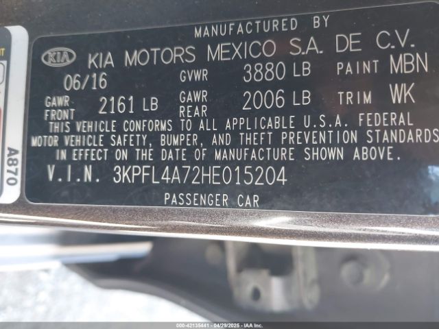 3KPFL4A72HE015204 KIA FORTE LX