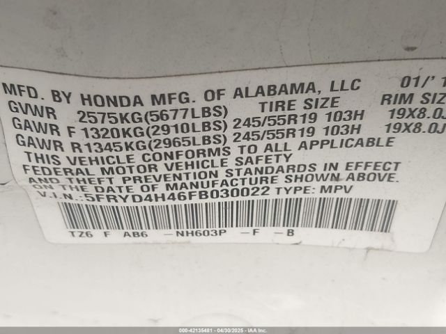 2015 ACURA MDX 5FRYD4H46FB030022 Photo 8