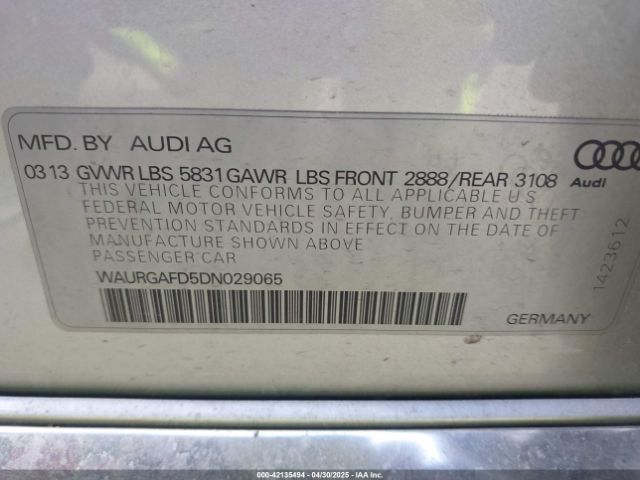 2013 AUDI A8 L WAURGAFD5DN029065 Photo 8