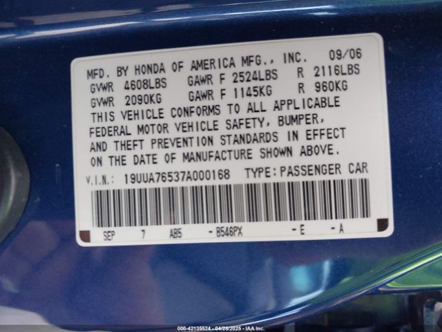 2007 ACURA TL 19UUA76537A000168 Photo 8