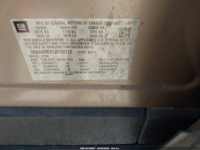 2GNAXHEV7J6168723 Chevrolet EQUINOX LS