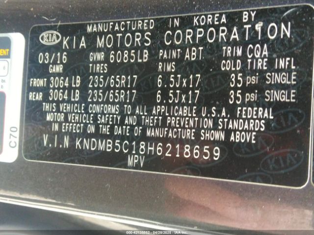 KNDMB5C18H6218659 KIA SEDONA LX