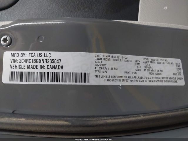 2C4RC1BGXNR235047 Chrysler Pacifica