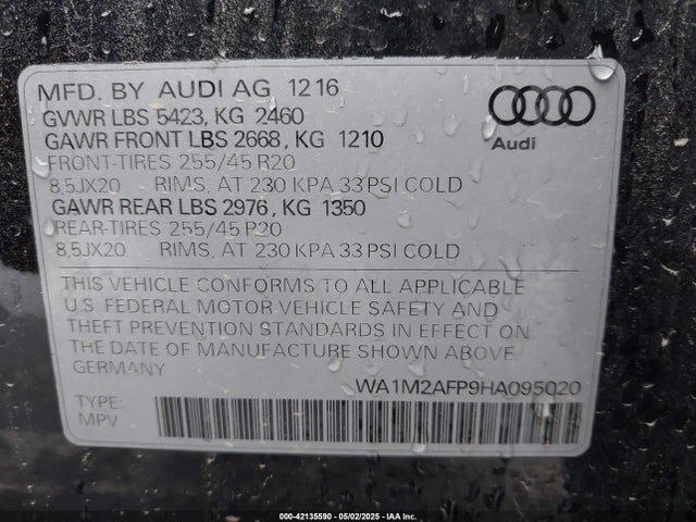 2017 AUDI Q5 WA1M2AFP9HA095020 Photo 8