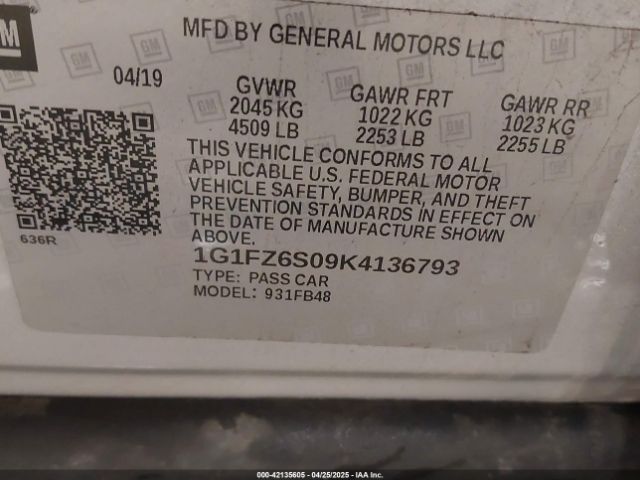 1G1FZ6S09K4136793 Chevrolet Bolt Ev Premier