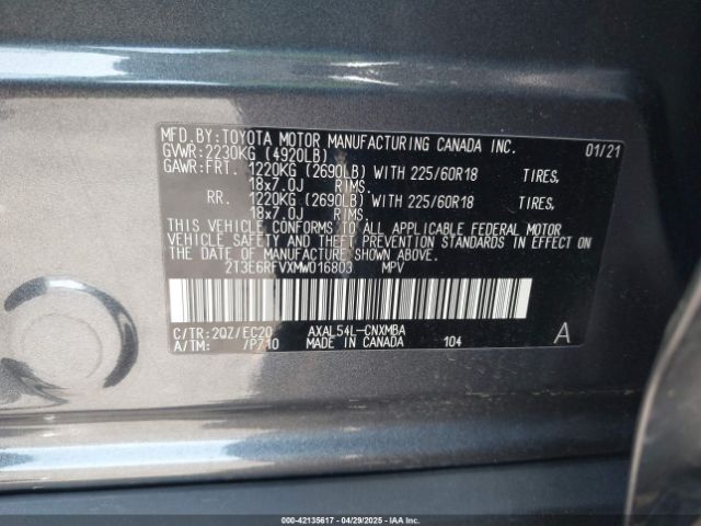 2T3E6RFVXMW016803 Toyota Rav4 Hybrid Xse