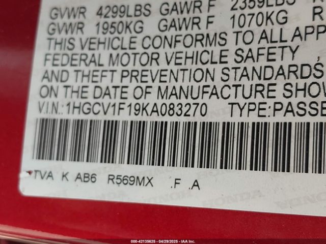 1HGCV1F19KA083270 Honda ACCORD LX