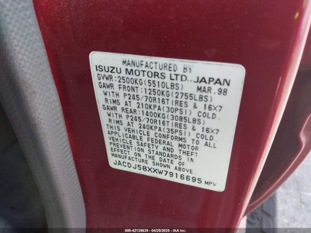 1998 ISUZU TROOPER JACDJ58XXW7916695 Photo 8