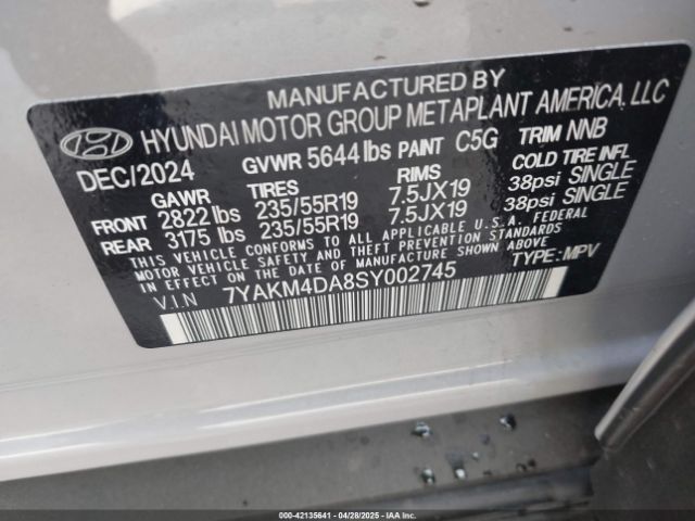 7YAKM4DA8SY002745 Hyundai IONIQ 5 SE