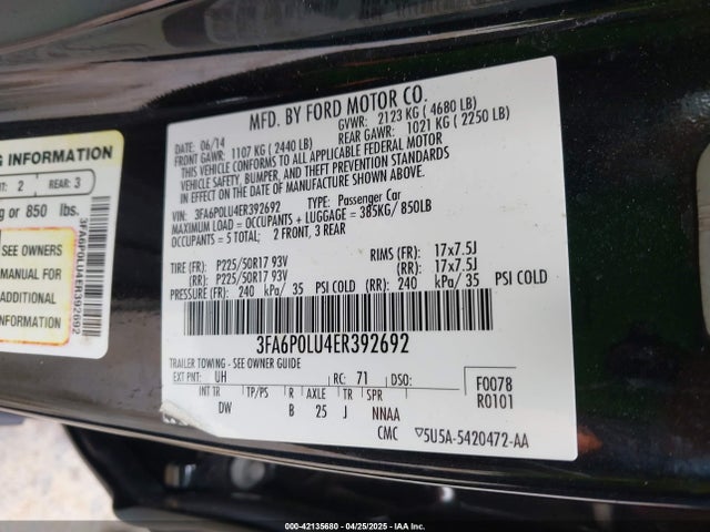 Ford Fusion Hybrid Se 2014 3FA6P0LU4ER392692 Image 9