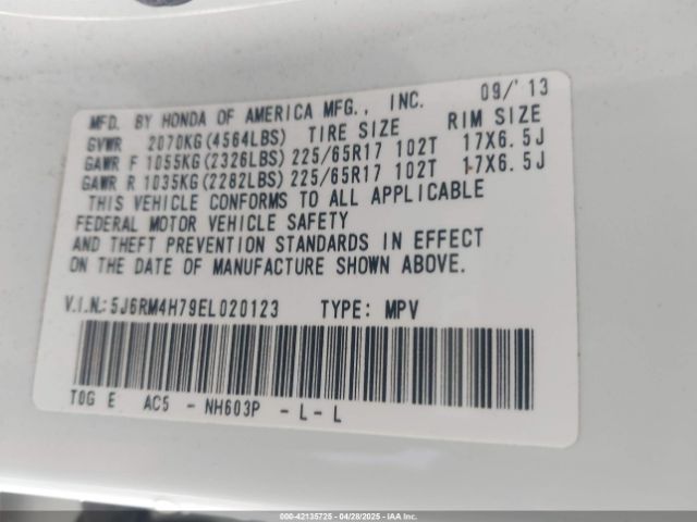 5J6RM4H79EL020123 Honda Cr-v Ex-l