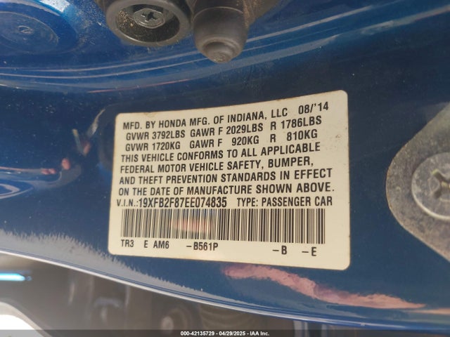 19XFB2F87EE074835 Honda CIVIC EX