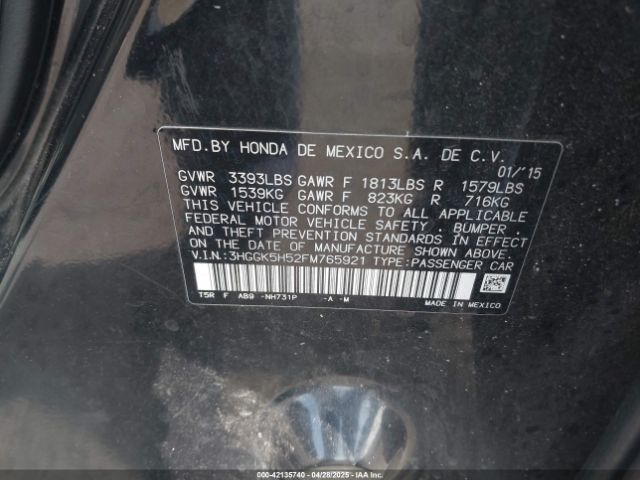 3HGGK5H52FM765921 Honda FIT LX