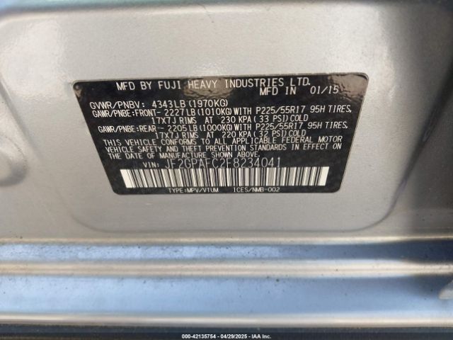 JF2GPAFC2F8234041 Subaru Xv Crosstrek 2.0i Premium