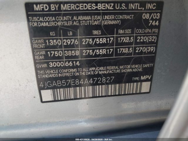 2004 MERCEDES-BENZ ML 350 4JGAB57E84A472827 Photo 8