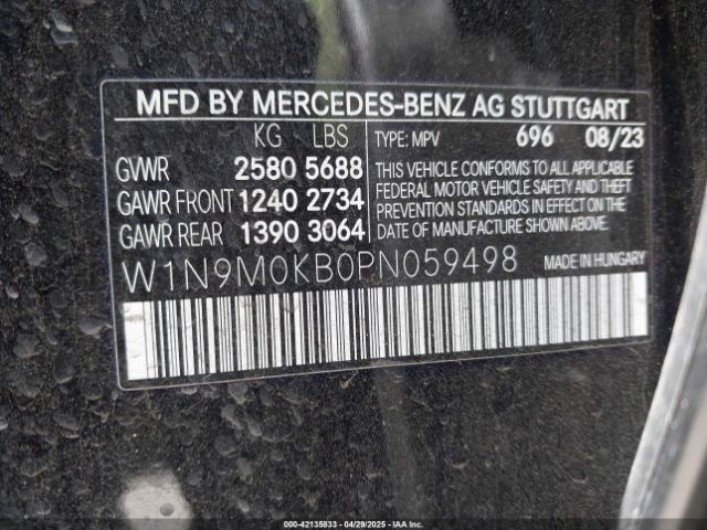 W1N9M0KB0PN059498 Mercedes-Benz Eqb 300 Suv 4matic