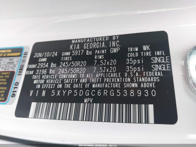 5XYP5DGC6RG538930 KIA gdi lambda-ii