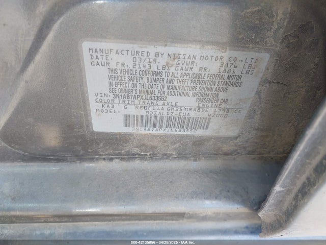 Nissan SENTRA SV 2018 3N1AB7APXJL633552 Image 9