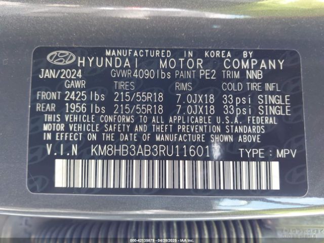 2024 HYUNDAI KONA KM8HB3AB3RU116017 Photo 8