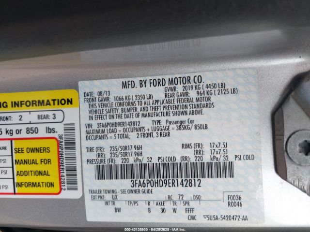 3FA6P0HD9ER142812 Ford FUSION SE