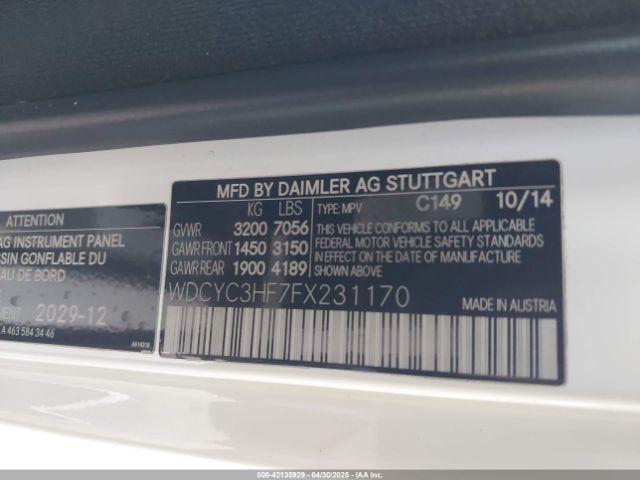 WDCYC3HF7FX231170 Mercedes-Benz G 550 4matic