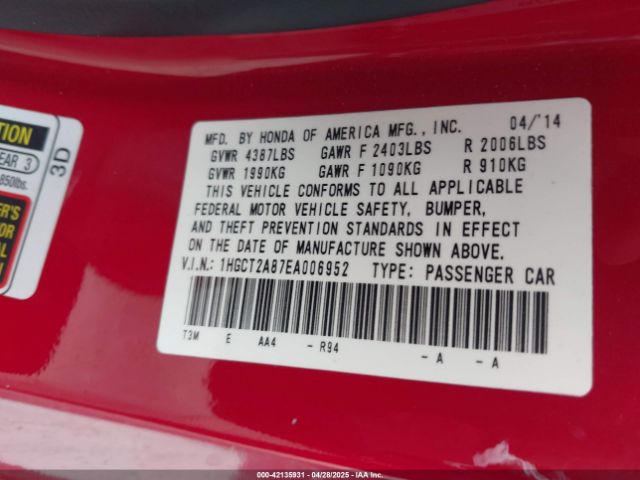 1HGCT2A87EA006952 Honda Accord Ex-l V-6