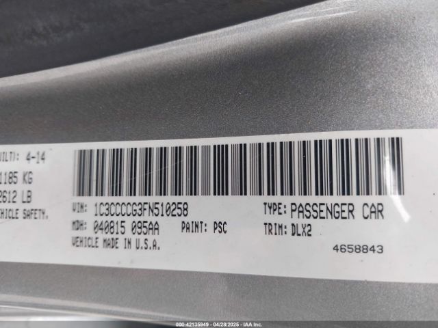 1C3CCCCG3FN510258 Chrysler 200 C