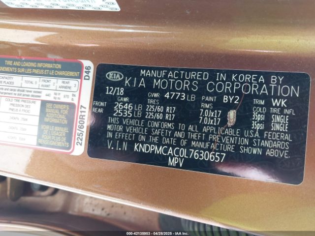 KNDPMCAC0L7630657 KIA Sportage Lx
