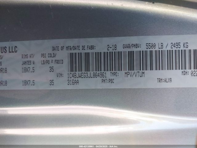 1C4BJWEG3JL864961 Jeep Wrangler Jk Unlimited Sahara