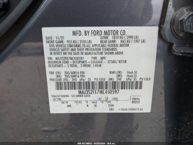 2021 FORD ECOSPORT MAJ3S2FE7MC450597 Photo 8