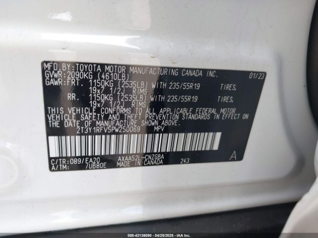 2T3Y1RFV5PW250069 Toyota Rav4 Limited