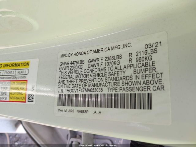 1HGCV1F47MA053035 Honda Accord Sport Special Edition