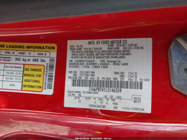 2020 FORD MUSTANG 1FA6P8TH1L5146359 Photo 8