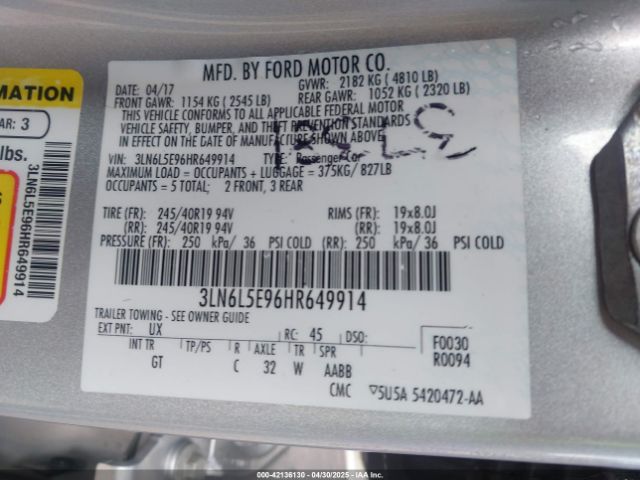 3LN6L5E96HR649914 Lincoln Mkz Reserve