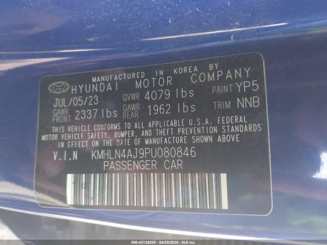 KMHLN4AJ9PU080846 Hyundai Elantra Hybrid Limited