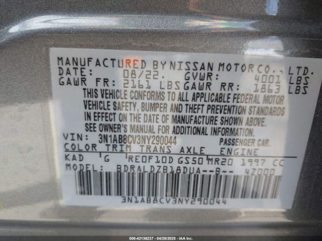 3N1AB8CV3NY290044 Nissan 2022