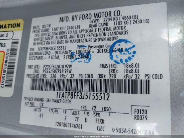 2018 FORD MUSTANG 1FATP8FF3J5155512 Photo 8
