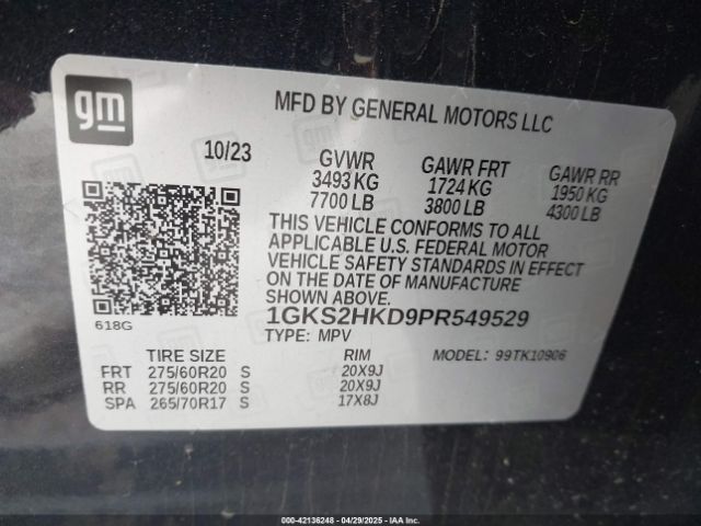 1GKS2HKD9PR549529 GMC l84