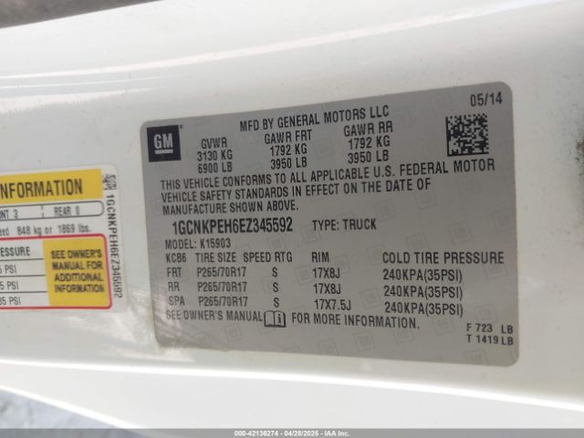 2014 CHEVROLET SILVERADO 1500 1GCNKPEH6EZ345592 Photo 8
