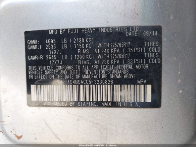 4S4BSACC5F3230828 Subaru Outback 2.5i Premium