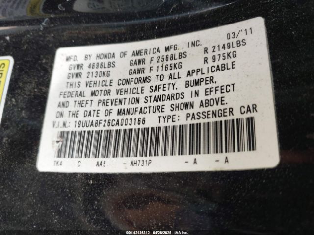 2012 ACURA TL 19UUA8F26CA003166 Photo 8