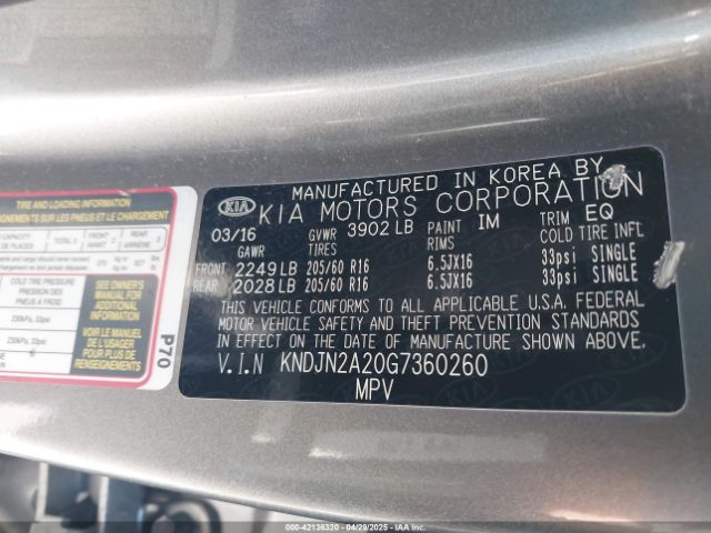 KNDJN2A20G7360260 KIA Soul