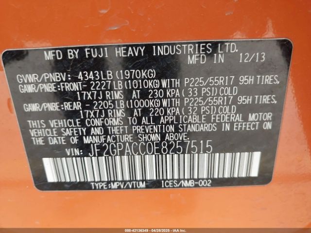 JF2GPACC0E8257515 Subaru Xv Crosstrek 2.0i Premium