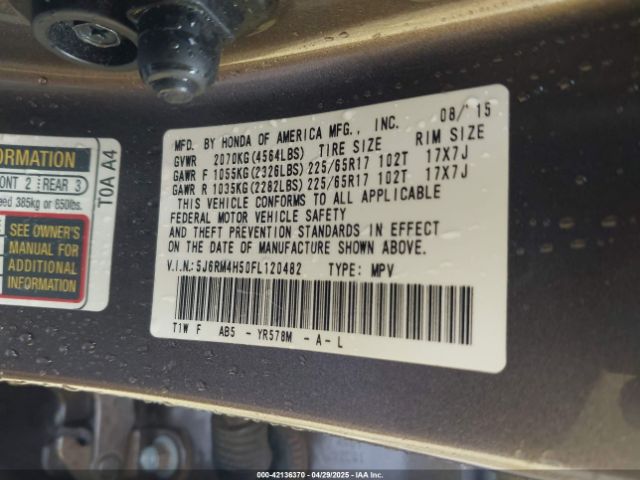 5J6RM4H50FL120482 Honda CR-V EX
