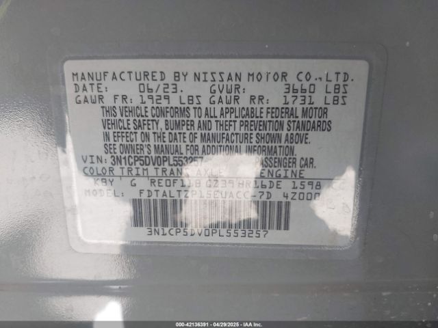 3N1CP5DV0PL553257 Nissan Kicks Sr Xtronic Cvt