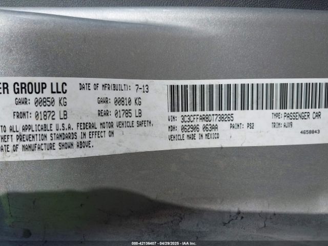 2013 FIAT 500 3C3CFFAR8DT738265 Photo 8