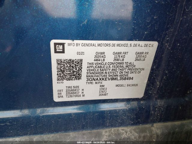 2021 CHEVROLET EQUINOX 3GNAXKEV8ML358494 Photo 8